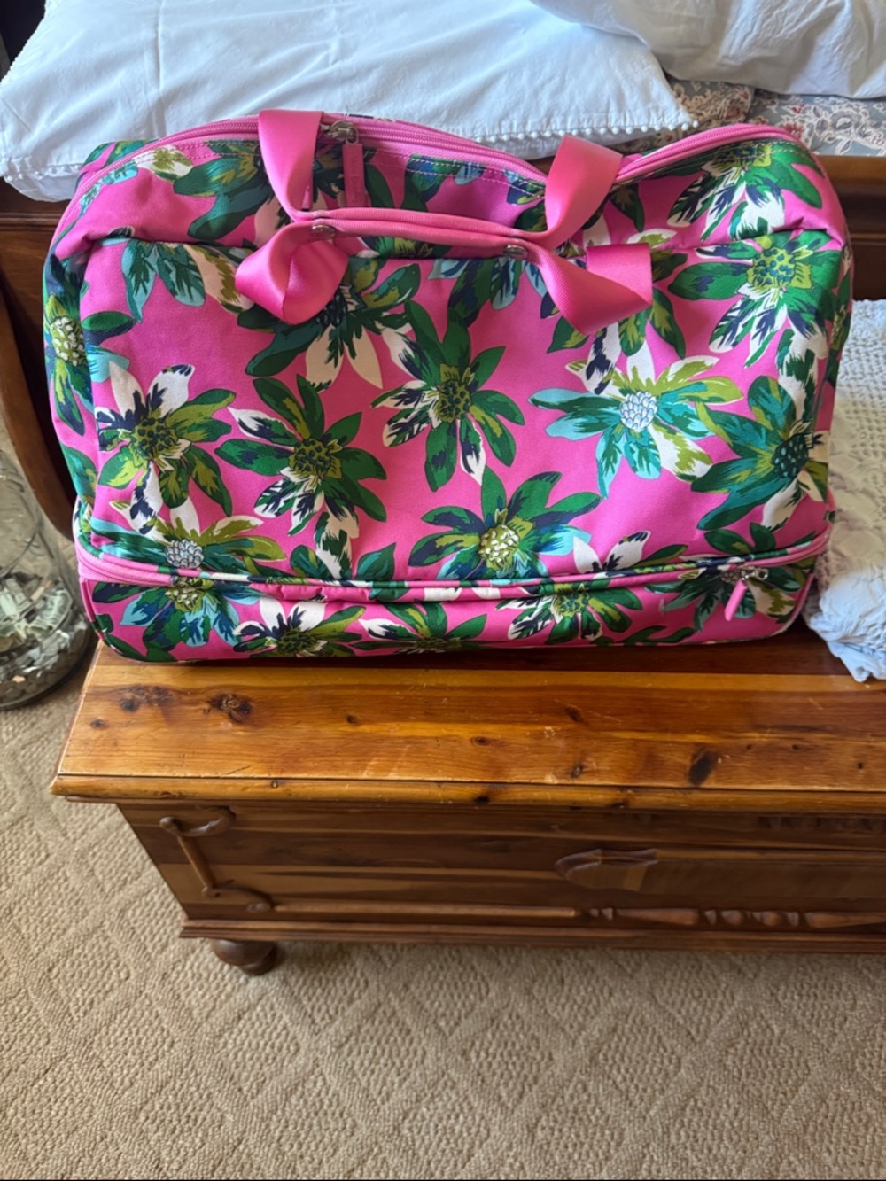Vera Bradley Hot Pink Floral Travel Duffel